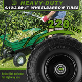 2 Pcs 4.10/3.50-4" Tire and Wheel Flat Free, 10 Inch Solid Rubber Tires with 5/8" Axle Bore Hole, 2.2" Offset Hub for Hand Truck, Wheelbarrow, Gorilla Cart, Garden Wagon Cart, Dolly, Utility Cart