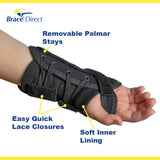 Brace Direct Kids Lace-Up Wrist Brace for Immobilization, Sprains, Strains, Carpal Tunnel & De Quervain’s, Left Wrist - Fits 6 in length / 4-5.5 in wrist (18 m-7 y)