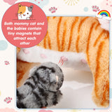 Skylety Nurturing Cat Stuffed Animal with 4 Plush Kittens, Cat Baby Stuffed for Girls Boys Plushy Mommy Kitty with Baby Kittens for Christmas Birthday Party Favors Gifts(Cute Style)