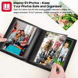 Aevdor 5x7 Photo Album Holds 64 Photos Black Inner Pages with Strong Elastic Band, Small Photo Album 5x7, Mini Picture Book for 5 x 7 Artwork, Pictures, Kids Art Storage, Postcards, Drawings (Black)