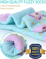 EBMORE Girls Kids Toddler Fluffy Socks Grips Non Slip Slipper Socks Warm Winter Cosy Hospital Gifts Socks Stocking Fillers 6 Pairs(Unicorn,4-7 Y)