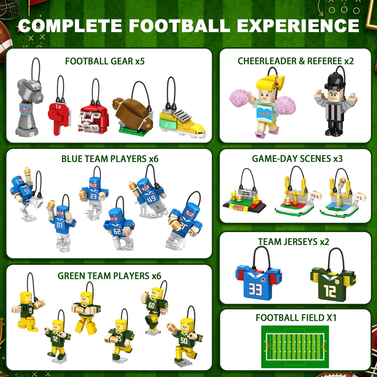 Football Advent Calendar 2026, 24 Days Building Blocks for Kids