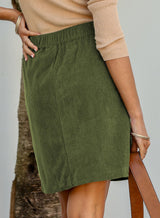 Happy Sailed Corduroy Skirts for Women Casual Button Down A-line High Waisted Bodycon Christmas Mini Skirt for Date Night Cocktail Party Green Medium