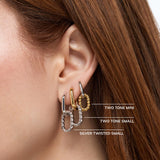 Ana Luisa Ash Double Hoop Earrings for Women - 14K Gold Plated, Silver & Two-Tone Drop Dangle Hoop Earring - Trendy Paperclip Link Huggie Hoop - Hypoallergenic, Water-Resistant & Tarnish-Free Jewelry
