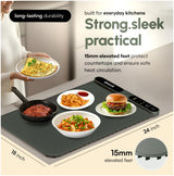 Quiveli Electric Food Warming Mat for Buffet - 24"x15" with Child Lock, Timer, 3 Preset Temp - Fast & Even Heating Foldable Warming Mats for Food Dishes - Food Heating Pad for Kitchen Counter