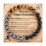 Soccer Bracelet, Mens Obsidian Hematite Bracelet, Soccer Gifts Men Teen Boys Gift Ideas 8 12 13 15 14 16 18 Year Old Son Grandson Birthday 2026 Party Favors Coach Cool Stuff Stocking Stuffers