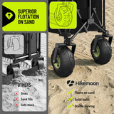 HIKEMOON 400L Large Beach Collapsible Wagon with Balloon Wheels, Black