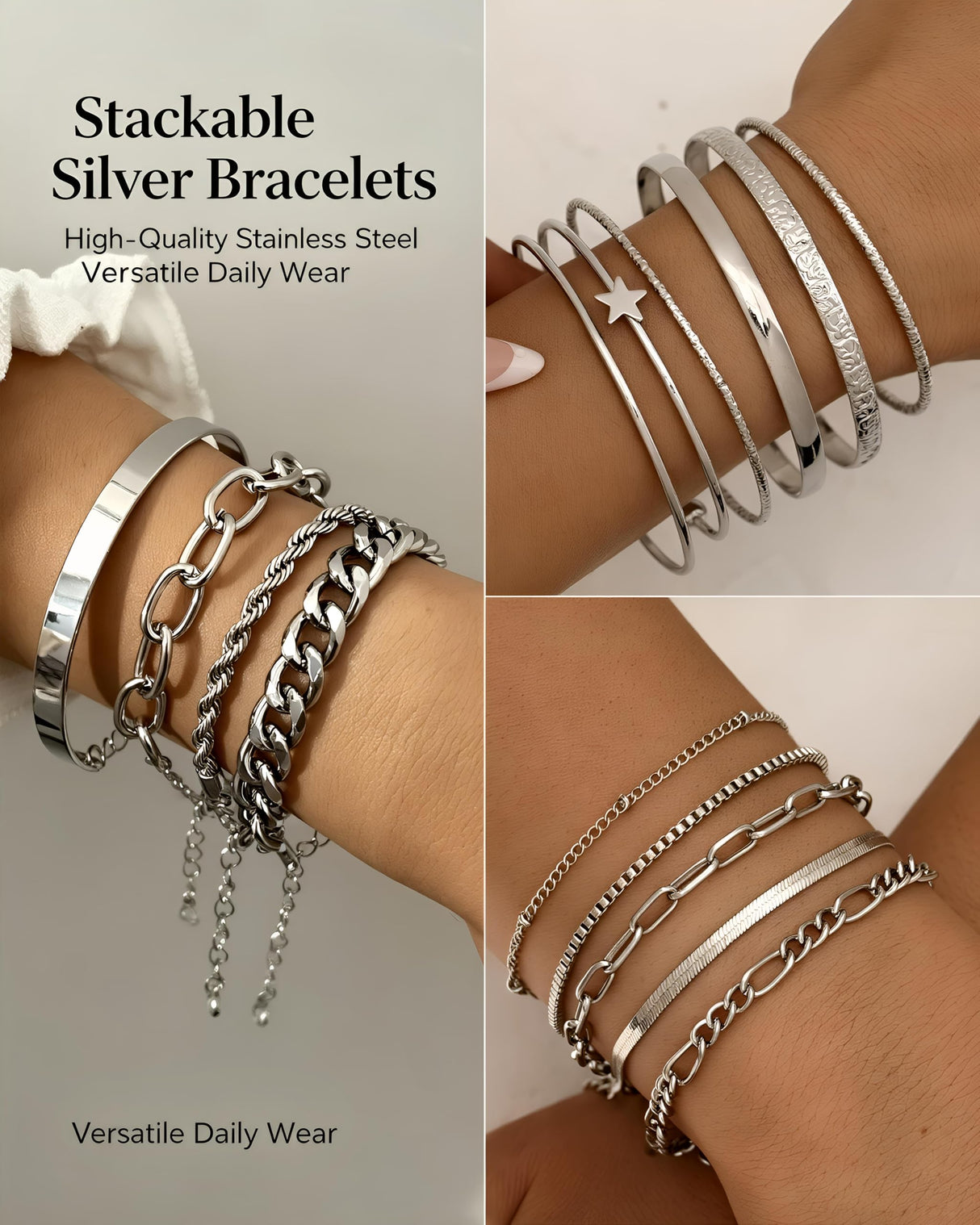 FAXHION 73PCS Western Silver Jewelry Set for Women, Boho Layered Necklaces & Stackable Rings Set, 14 Necklaces 15 Bracelets 26 Earrings 18 Knuckle Rings, Vintage Costume Jewelry Gift