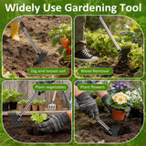 Weed Puller Tool with Long Handle - Adjustable Length Manual Weeder Remover Tool, 2 in 1 Hand Weed Rake and Garden Hoe for Gardening, Uprooting Weeding Tool for Yard, Lawn, Patio, Garden