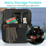 Vive Wheelchair Carry Bag - Arm Rest Pouch for Rollator, Walkers, Power Wheel Chairs and Knee Scooters - Side Storage Organizer for Elderly, Seniors, Adults (Black)