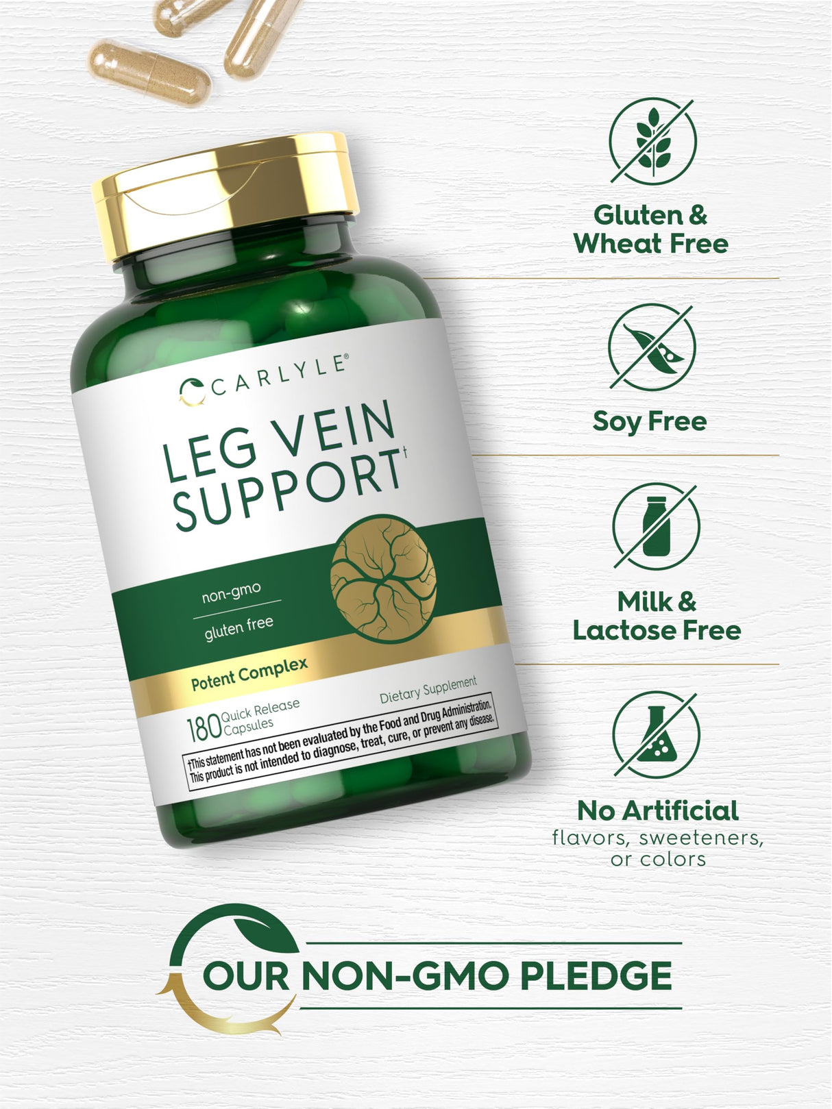 Carlyle Leg Vein Supplement | 180 Capsules | Supports Healthy Vein Function | Non-GMO, Gluten Free