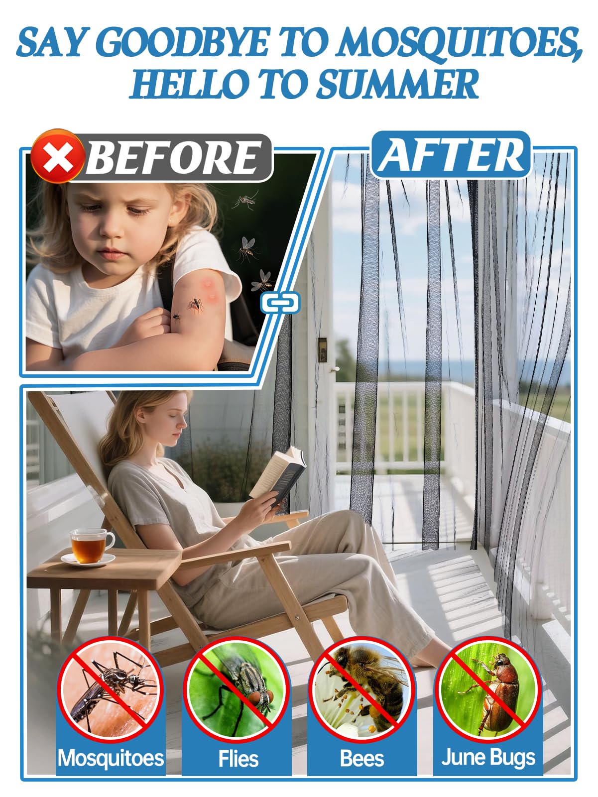 33x10ft Ultra-fine Mesh Mosquito Net, Patio Screen Netting, 1Pc Black