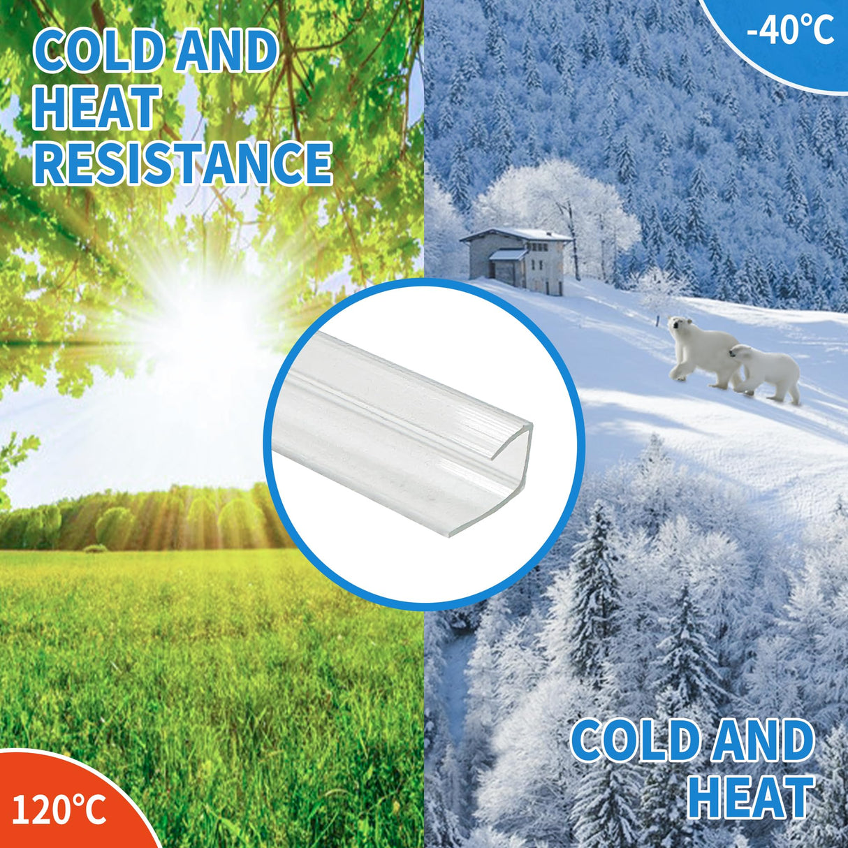 XISOCO 10 PCS Polycarbonate Greenhouse U Connector Profile 4ft Length Fits 0.16’’ & 0.24’’ Twin-Wall Polycarbonate Panels Duty Dust Rain & Moisture Protection Durabler (U-Clip 4' × 0.71’’ × 0.24’’)