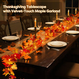 BlcTec Fall Decorations for Home 9 FT Battery Operated Fall Garland with Lights 50 LED Orange Bulbs, 6 Pumpkins, 8 Modes, Timer, Lighted Fall Maple Leaves Garland for Thanksgiving Christmas Decoration