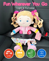 LeyaDoll Soft Bady Educational Soft Baby Doll(16''), Learning Sensory Doll for Toddlers, Montessori Toys for 2-Year-Old Girls Christmas, Birthday Gifts, Plush Doll with Button-Busy Cupcake-Girl