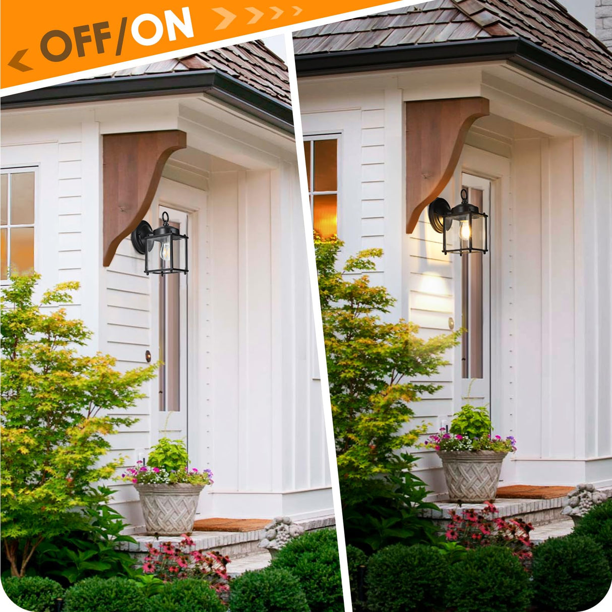 MATAMEYE Outdoor Wall Lantern, Exterior Waterproof Wall Sconce Light Fixtures, Black Front Door Wall Lighting with Clear Beveled Glass Shade, 2 Pack