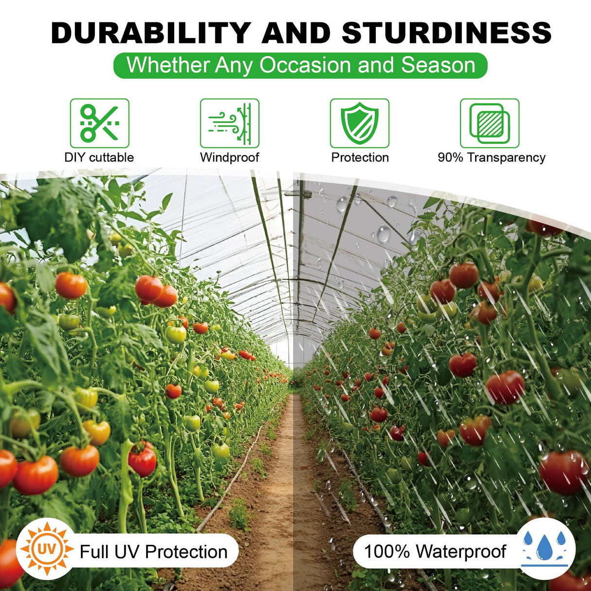 Greenhouse Plastic Sheeting 12 x 25ft - 6 Mil Clear Polyethylene Film, UV Resistant & Anti-Drip Heavy Duty Plastic Cover - Multi-Purpose Clear Tarp for Garden, Agriculture, and Construction (5-Layer)
