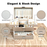 Dajasan Jewelry Box Organizer, Jewelry Boxes for Women Girls, 3 Layers Jewelry Gift Box for Christmas, Valentine's Day, Birthday, Mother's Day (Champagne)