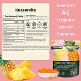 Kuasarvita Premium Vaginal Probiotics Gummies | Menstrual Relief | Feminine Care for Woman Balance pH | Hawaiian Pineapple Flavor | Sugar Free | 60 Gummies