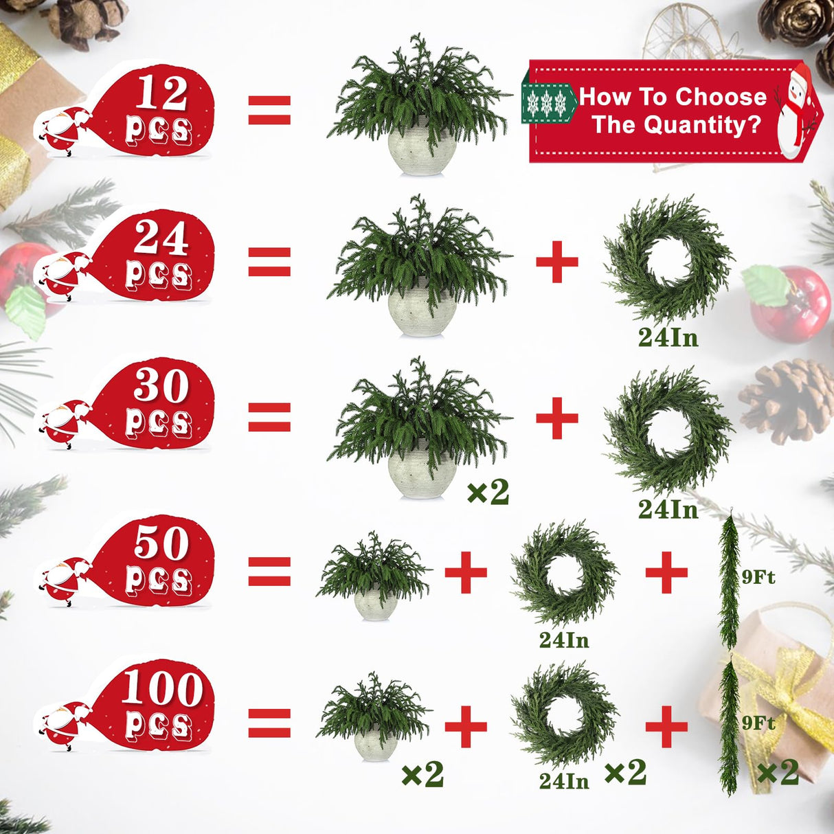 LZNPA 12 Pcs Realistic Christmas Pine Branches Natural Droopy Soft Bendable Artificial Pine Stems Picks Lifelike Greenery Stems for Vases Cedar Wreaths Garland Outdoor Indoor Christmas Decorations