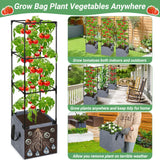 Qinzave 3 Pack Square Tomato Cages with Grow Bags, 42.5 Inch Stable Square Tomato Planter Support Stakes Kit for Garden, Tomato Cages Trellis Pots for Spring Climbing Vegetables Fruits Vines Flowers