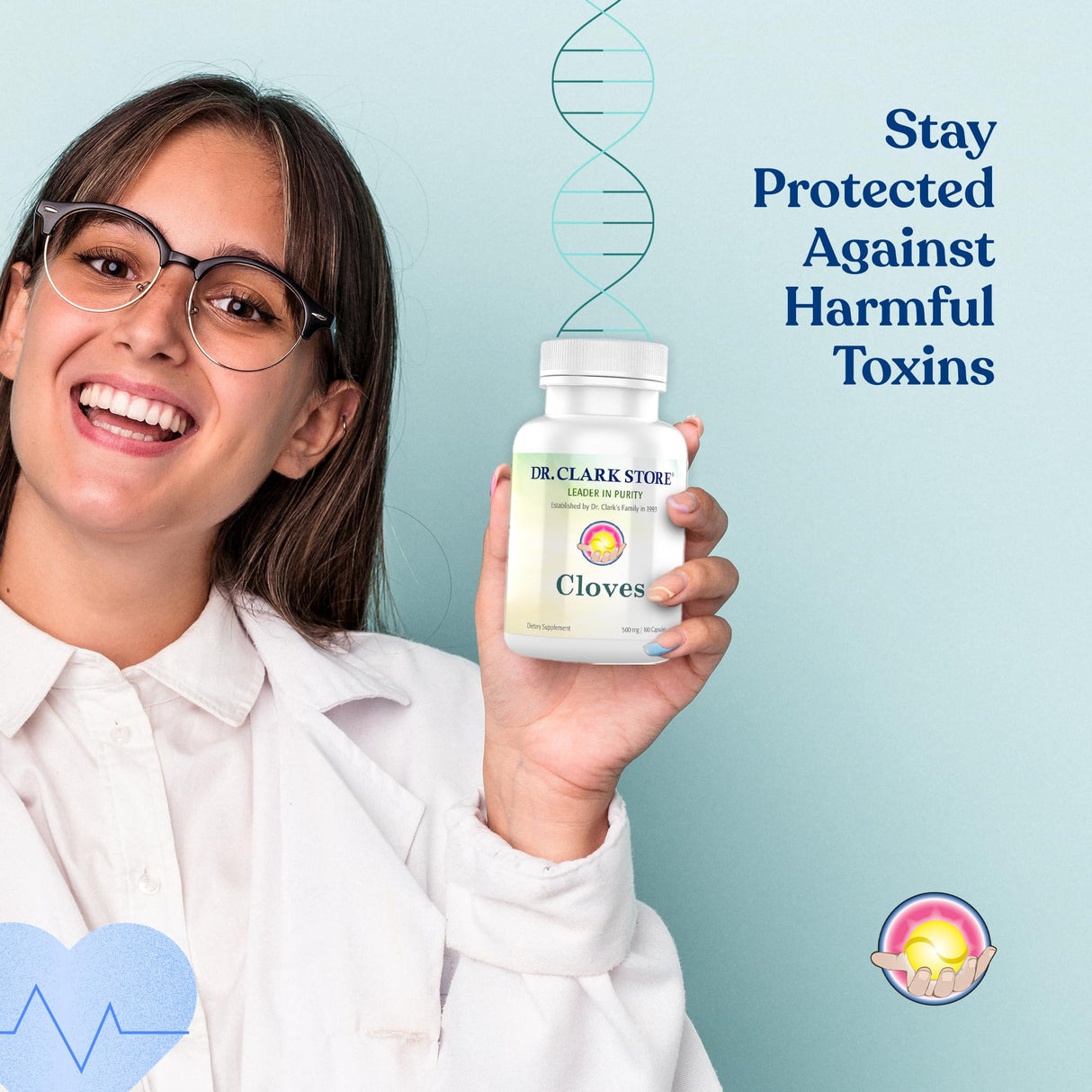 Dr Clark Cloves Healthcare Supplement - Natural Digestive Health, 500 mg, 100 Pure Gelatin Capsules