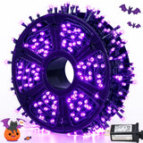 JMEXSUSS 500 LED Purple Halloween Lights, 173ft 8 Modes Halloween String Lights Outdoor Waterproof, Green Wire Purple LED Christmas Tree Light for Indoor Party House Christmas Decorations