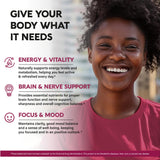 Vitamin B Complex for Men & Women - Riboflavin B2, B12, B1, B3, B5, B6, B7, B8, B9 | Vitamin C, Choline, Inositol - B-Complex Supplement - Energy, Brain & Heart Support - Made in USA, 60 Vegan Caps