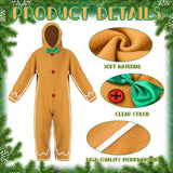 Geyoga Gingerbread Man Costume for Kids Home Clothing Christmas Gingerbread Outfit Bodysuit Hooded Unisex(Classic,5-6 Years)