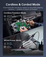 FNIRSI HS-03 Cordless Soldering Iron Kit, 2600mAh Battery Portable Soldering Iron, 212-842°F, 3s Fast Heating, 5-Level Temp, 0.96" IPS Display Soldering Iron for Electronics Repair, DIY, PCB