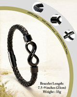 ziella To My Man,Personalized Dual Name Infinity Leather Bracelet,Personalized Custom Name Stainless Steel Bracelet Valentine Birthday Gifts for Him (L (Large), 9-inch)