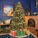 Hykolity 7.5 ft Prelit Christmas Tree, Artificial Christmas Tree with 450 Warm White Lights, 1450 Branch Tips, Metal Stand and Hinged Branches