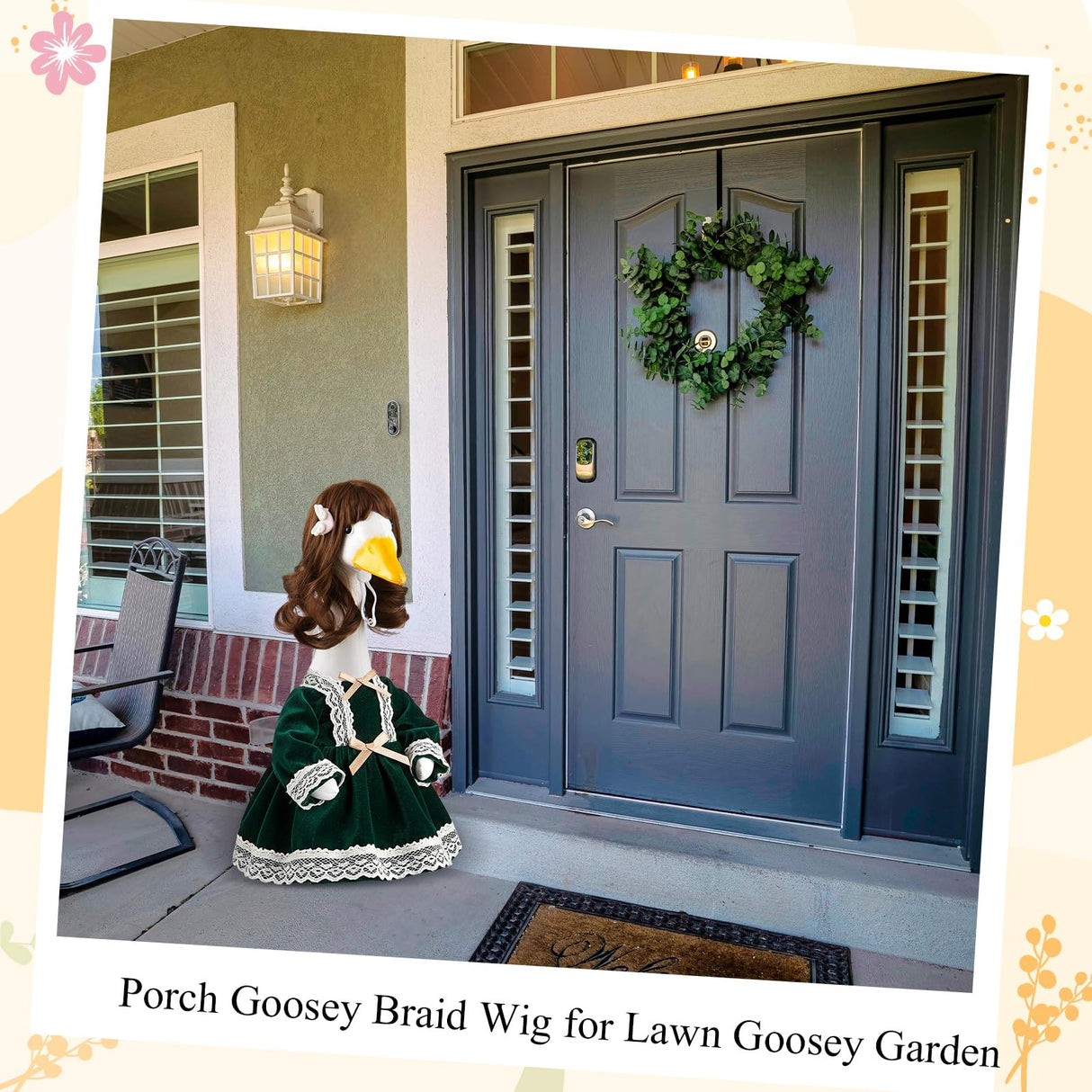 Dansydaisy 3 Pcs Porch Goose Wigs,Porch Goose Outfit Suitable for 17 Inch and 23 Inch Statue,Cute Outdoor Statue Accessories,Patio Yard Goosey Wig for Lawn Goosey Garden