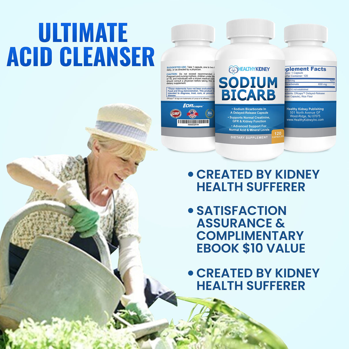 Sodium Bicarbonate 650 Mg Tablets - Delayed Release for Normal Kidney Function - Baking Soda Tablets, Sodium Pills, Bicarbonato De Sodio para Tomar, Bicarbonate of Soda - 30 Capsules