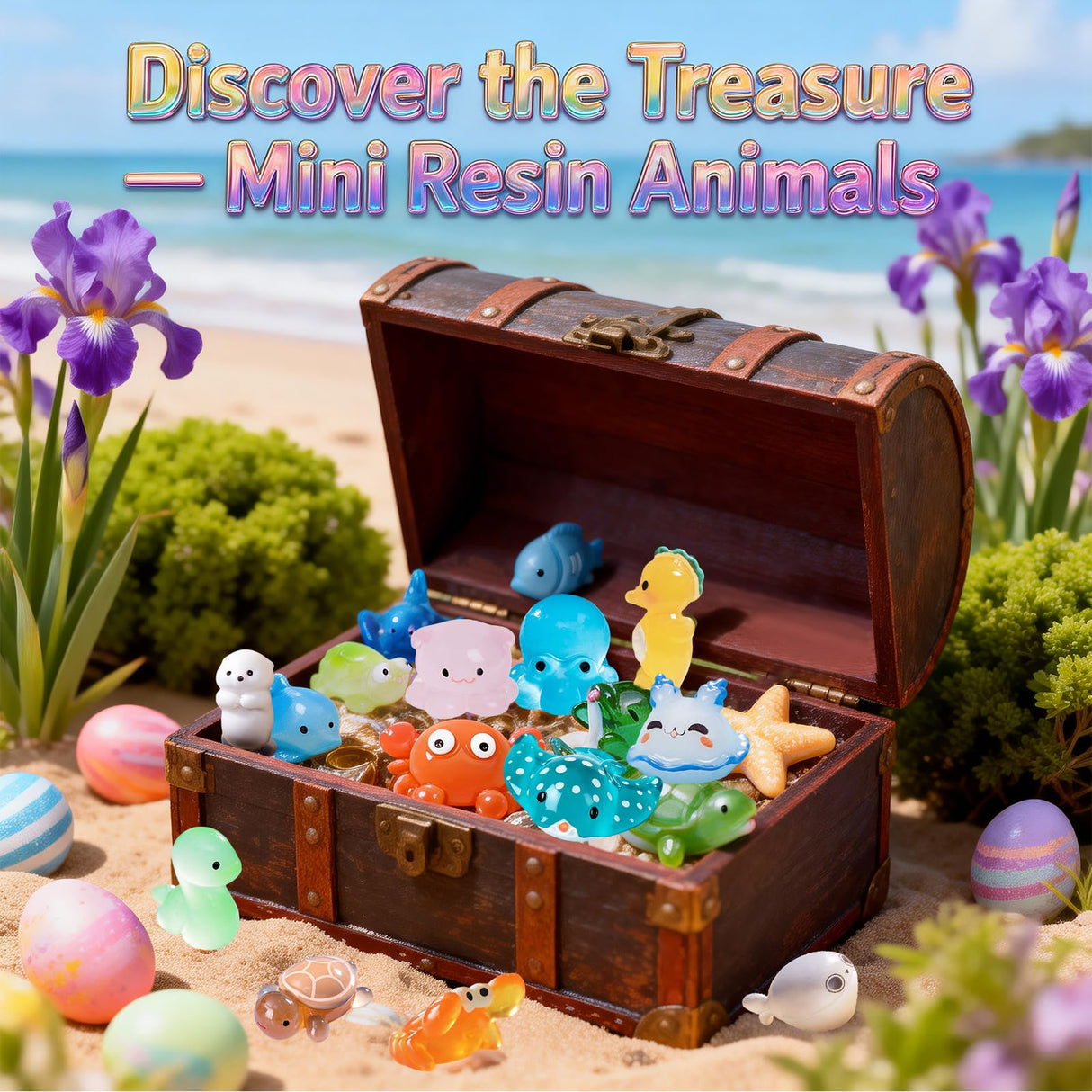 Zerobe Miniature Resin Animal Sets: Tiny Collectible Figurine Bulk Pack (Ocean Animals)
