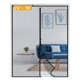 Yotache Magnetic Screen Door fits 72"x78" Doors, Screen Size 74"x79" High-Density Fiberglass Mesh with Powerful Magnets & Windproof Hasp for Sliding French Front/Back Doors, Black