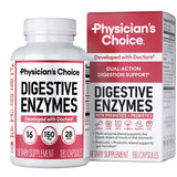 Physician's CHOICE Digestive Enzymes - Multi Enzymes, Organic Prebiotics & Probiotics for Digestive Health & Gut Health - Meal Time Discomfort Relief & Bloating - Dual Action Approach - 180 CT