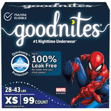 Goodnites Nighttime Bedwetting Underwear, Boys' XS (28-43 lb.), 99 Ct (3 Packs of 33), Packaging May Vary