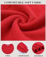 Messic Womens Sweaters Trendy Fall 2025, Christmas Tops for Women Dressy Tunic Sweaters Festival Outfits for Women Boho Cozy Soft Sweaters Top for Leggings Evening Party Cruise Red Large