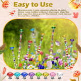 Pelopy Pack of 8 DIY Fairy Garden Beaded Stakes Wands Kit 8 Pcs of 8/32 Inch 12 Inch Threaded Rods and 8 Pcs Hex Nuts and 8 Tops, Stainless Steel Stakes with Toppers (Bright Color, Diamond)