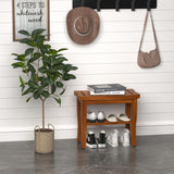 Teak Shower Bench Stool with Storage Shelf, Waterproof Shower Chair Spa Bath Seat, Shower Stool for Inside Shower, Bathroom Bench Seat for Adults Elderly Seniors for Indoor or Outdoor Use