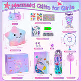Cherry Tale Mermaid Toys Gifts for Girls 4-6 7 8 9 10 Years Old, Girls Birthday Gifts Set with Light Up Star Pillow Diary Plush DIY Water Bottle Kits, for Daughter Niece Christmas