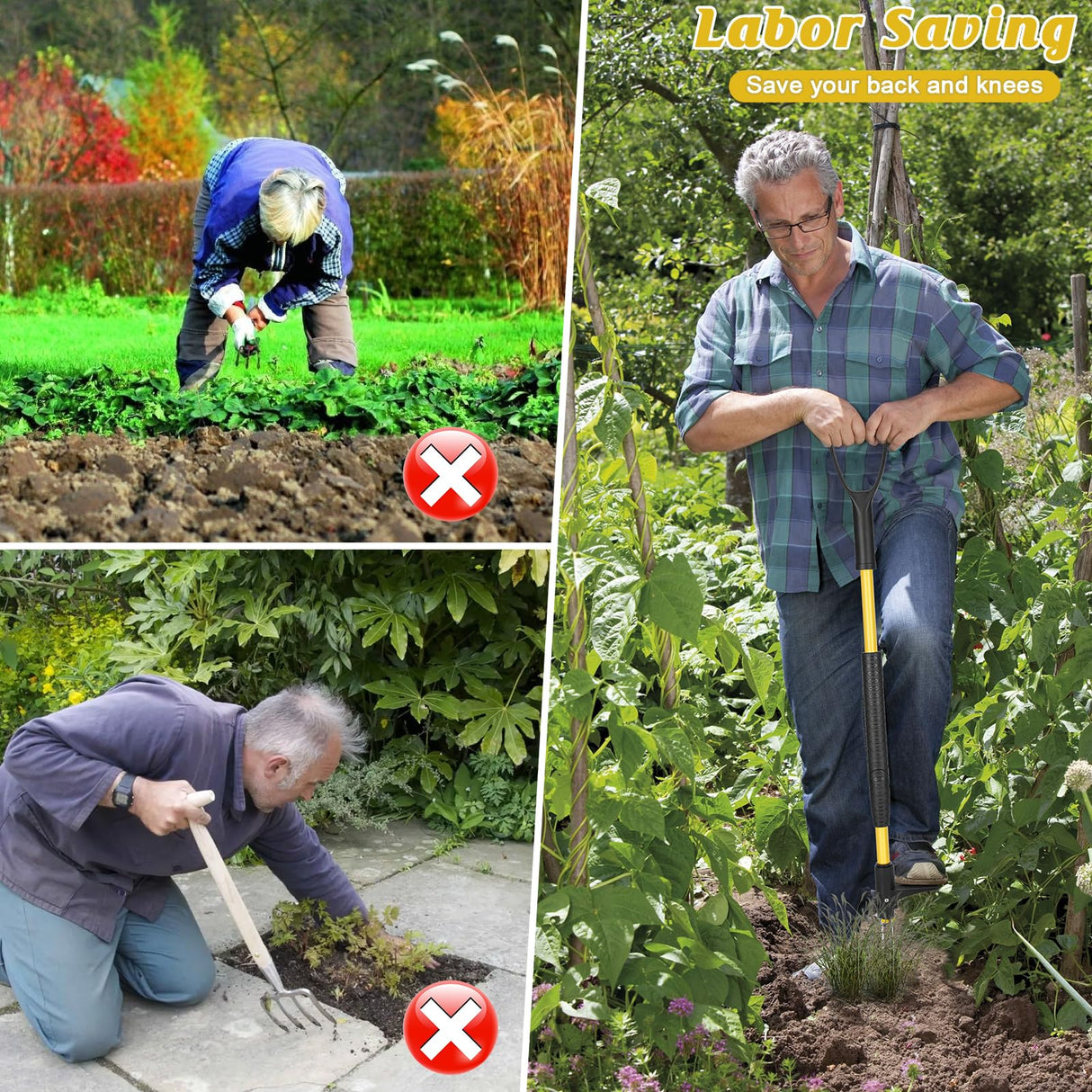 Tegarbed 39" Stand Up Weed Puller Tool - Heavy Duty Detachable 3-Claw Weeder with Ergonomic Long D-Handle | Tools for Effortless Garden Weed Removal (Dandelions, Thistles & More)