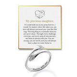 To My Daughter Hug Ring by Hope Rings – Inspirational 304 Stainless Steel Jewelry with “Always With You” Message – Adjustable Ring for Women – Tarnish Free Jewelry Gift for Her – Birthday Gift for Her