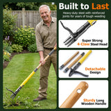 Weed Puller Tool Stand Up with Slide-Release Ejection, Reinforced Steel Weeder with 3-Section Long Handle, No-Touch Cleaning for Lawn & Garden, Heavy Duty No Bend Weeding Tool for Dandelions, Thistles