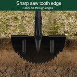 Oliynedy Lawn Edger Tool, Manual Grass Edger Long Handle 36 inch, Steel Hand Saw-Tooth Border Half Moon Edger Shovel for Yard, Garden, Landscaping, Sidewalk, Cable Burying