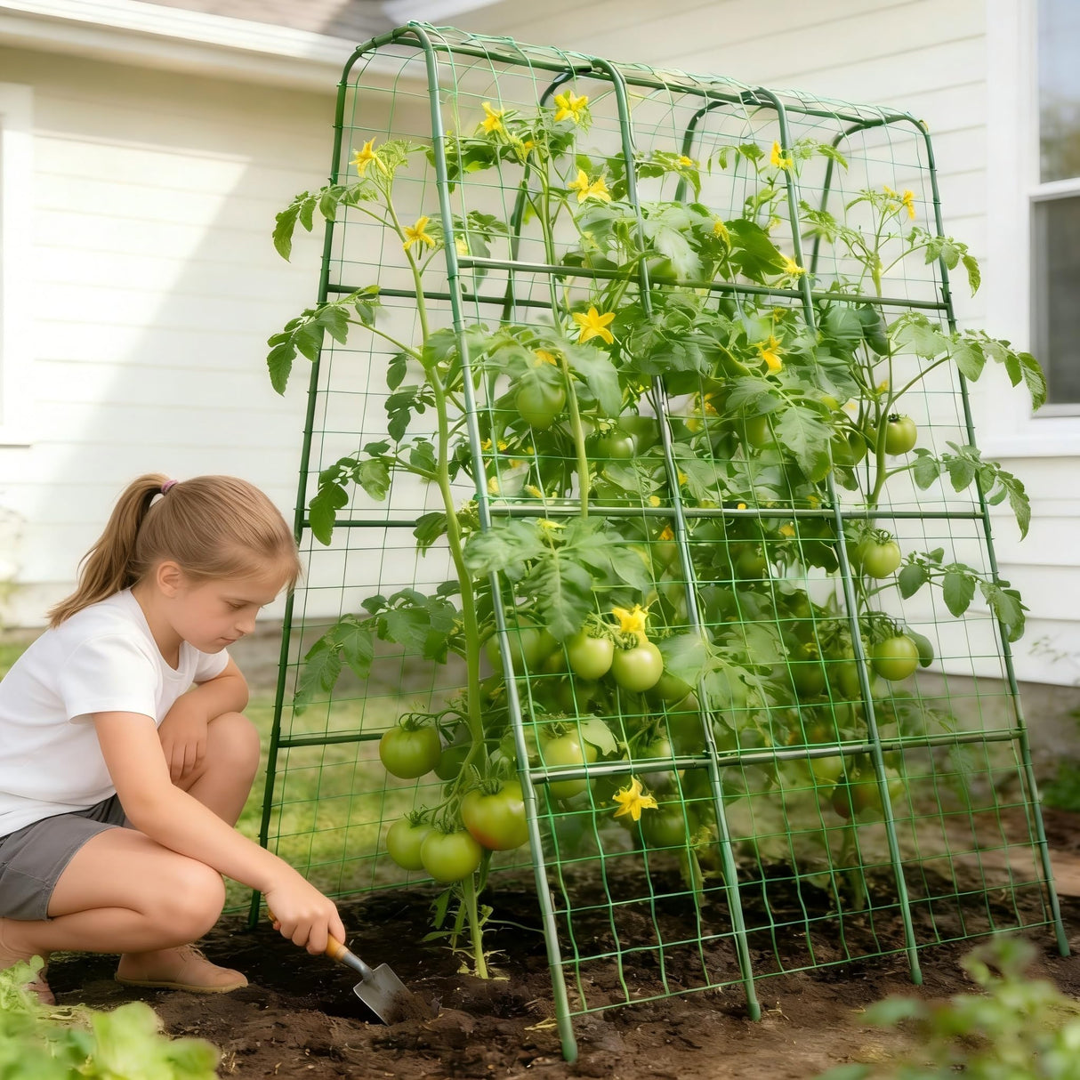 Cucumber Trellis for Raised Bed, 63" Heavy Duty U-Shape Garden Trellis for Climbing Plants Outdoor, Rustproof Plastic Metal Arch Vegetables Trellis Plant Support for Vine, Fruits, Beans and Flowers