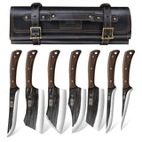HOSHANHO Butcher Knife Set, Sharp Kitchen Knife Set & Roll Bag Gift for Men