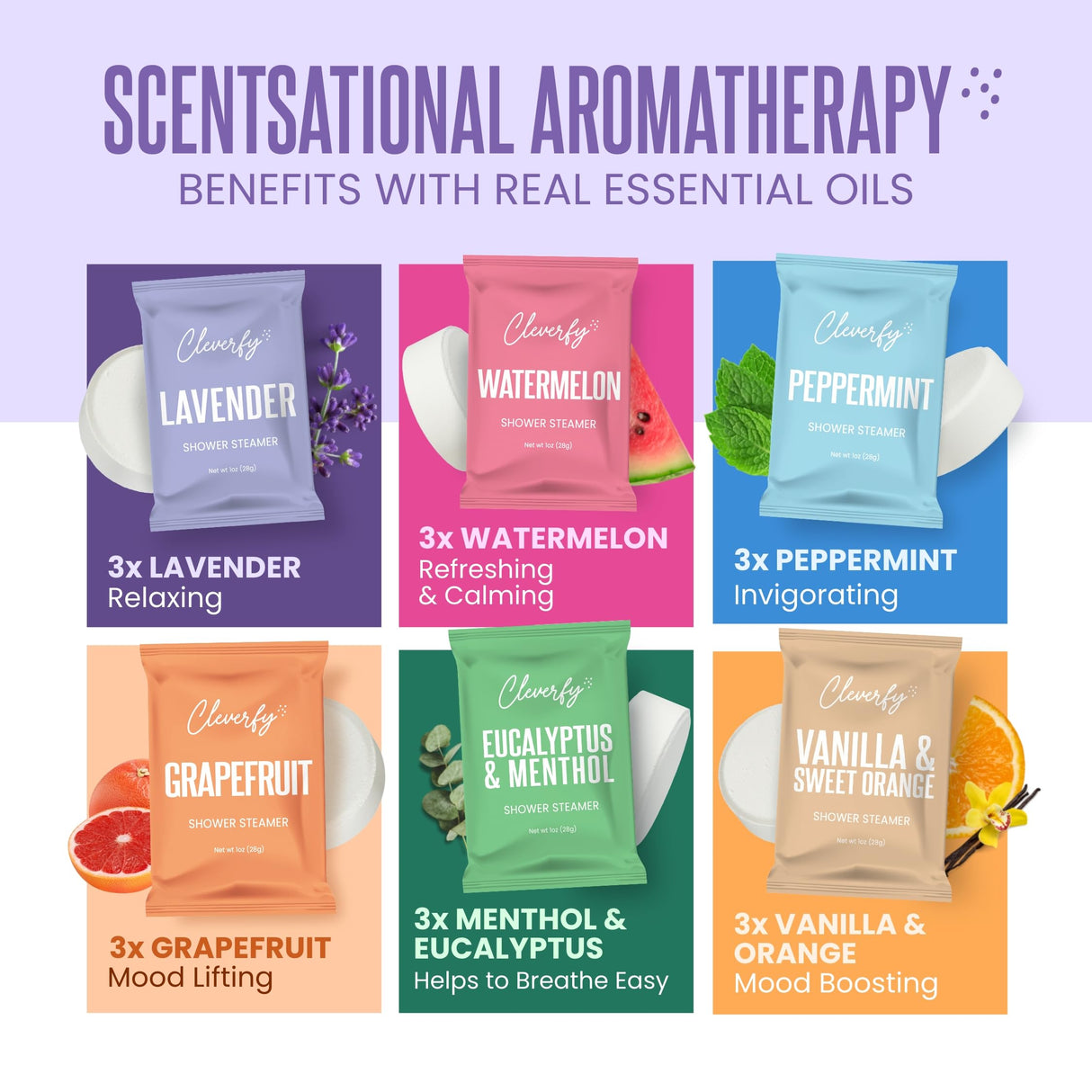 Cleverfy Shower Steamers Aromatherapy – Stocking Stuffers for Women, Teens and Wife – Christmas Gifts for Women and Teen Girls – White Elephant Gifts for Adults – 18 Tablets
