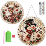 MTZK 2PCS Christmas Pearl Diamond Painting Suncatcher Kit，DIY Craft, Beaded Acrylic Craft Set for Adults & Teens, Creative Xmas Tree Pendant Gift